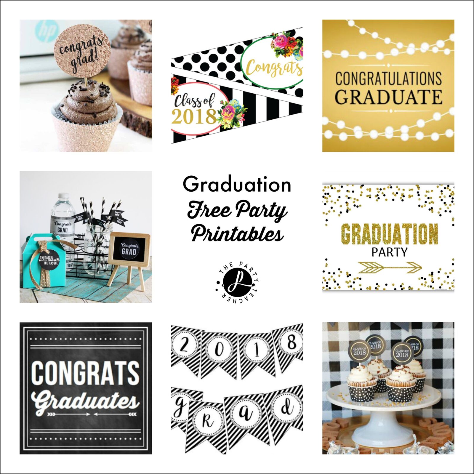 Free graduation printables curated by The Party Teacher square The