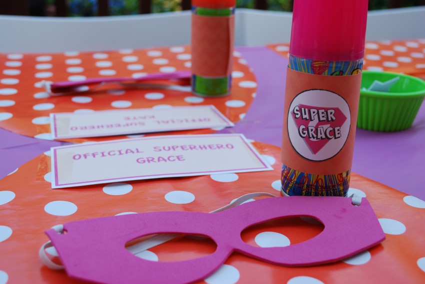 Girl's superhero birthday party - decorate masks