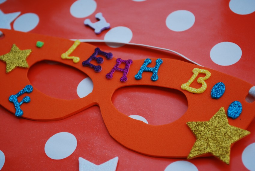 Girl's superhero birthday party - decorated mask