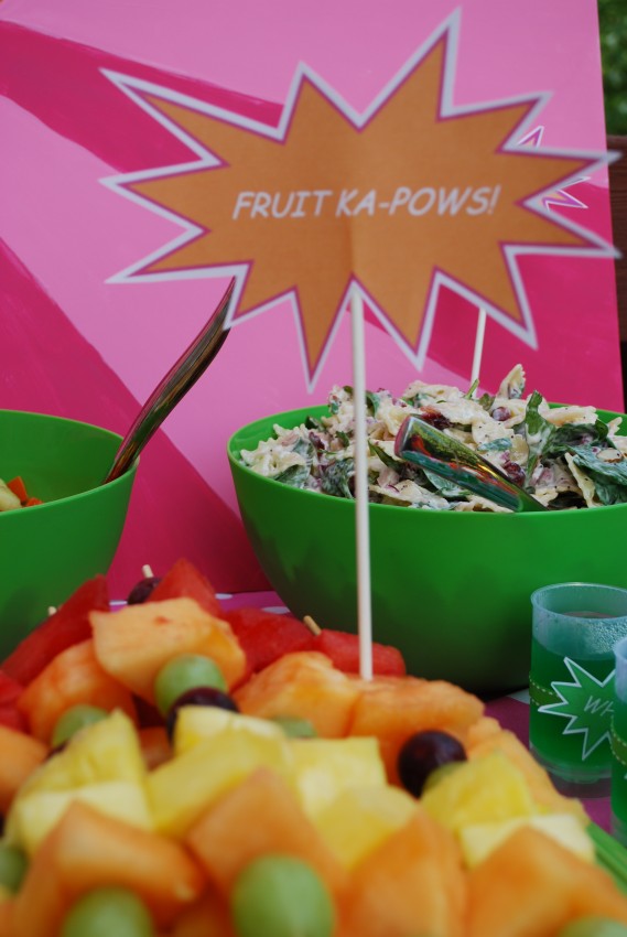 Girl's superhero birthday party -fruit ka-pows