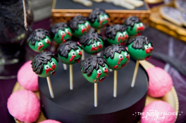 Zombie Princess Party by The Party Teacher - zombie cake pops