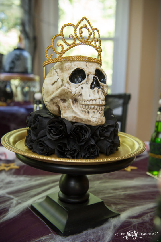 Zombie Princess Party by The Party Teacher - skull centerpiece