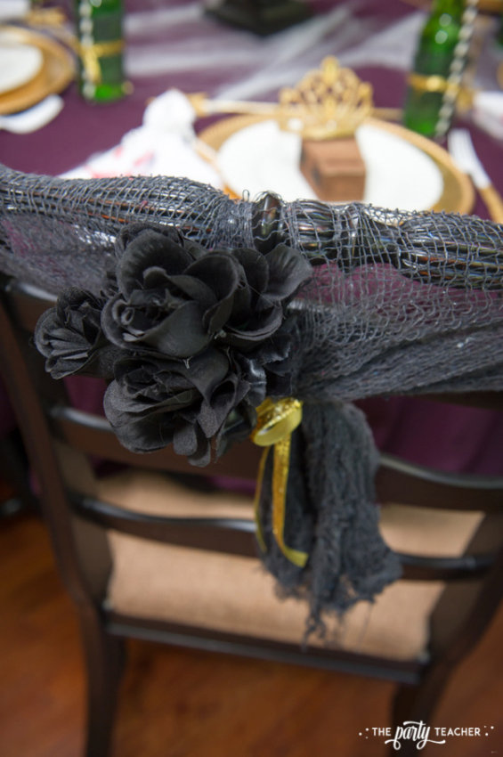 Zombie Princess Party by The Party Teacher - black rose chair decor