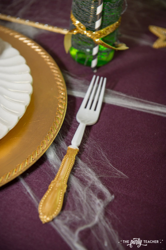 Zombie Princess Party by The Party Teacher - gold painted fork handles