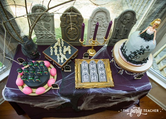 Zombie Princess Party by The Party Teacher - dessert table overhead