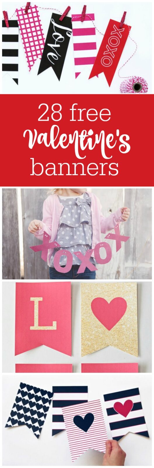 28 free Valentine's Day printable banners curated by The Party Teacher
