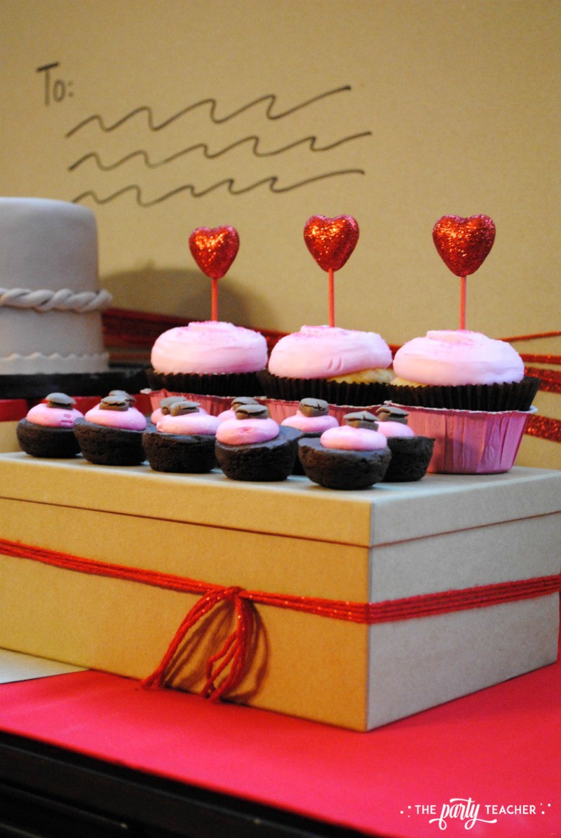 Brown Paper Packages Tied Up in String Valentine's Day Party by The Party Teacher - cupcakes