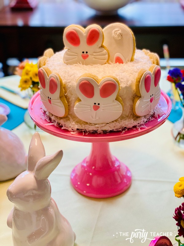 Pastel Easter Children's Table by The Party Teacher - bunny cake cookies