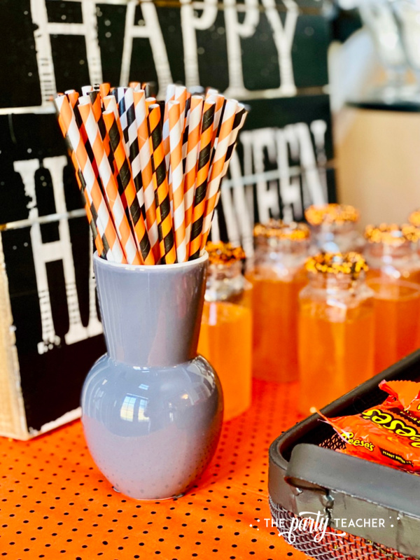 Halloween candy table by The Party Teacher - straws-13