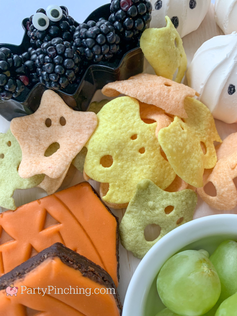 Party Pinching Halloween Charcuterie Board - ghost chips