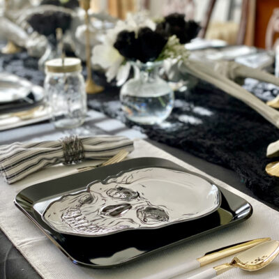 How to Style a Halloween Skeleton Tablescape