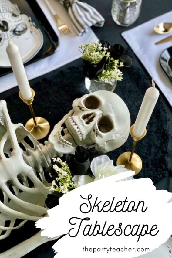 How to Style a Halloween Skeleton Tablescape by The Party Teacher