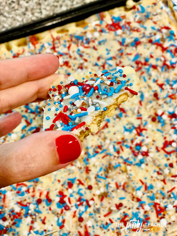 4th of July Saltine Cracker Toffee Recipe by The Party Teacher - 3